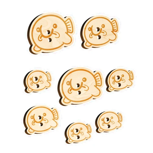Sniggle Sloth Kawaii Sad Blobfish Wood Buttons for Sewing Knitting Crochet DIY Craft - Large 1.25 Inch (5pcs)