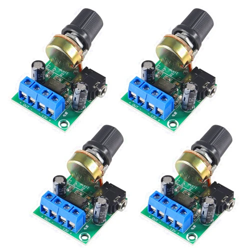 DWEII 4Pcs LM386 10W Mini Power Amplifier Board Audio Amplifier Module DC 3-12V Volume Adjustable Control