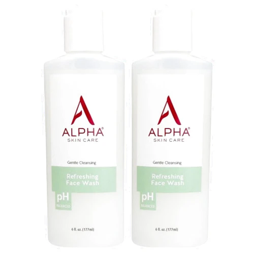 Alpha Skin Care Refreshing Face Wash | Anti-Aging Formula | Citric Hydroxy Acid (AHA) | Gently Cleanses, Purifies, Tones & Restores Ideal PH | For All Skin Types | 6 Fl Oz (2 Pack)
