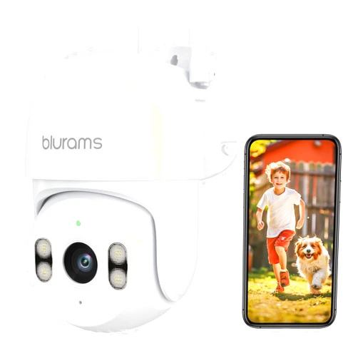 blurams 2K Security Camera Outdoor, 360° PTZ Cameras for Home Security Outside with Motion Detection Tracking, Color Night Vision, Two-Way Audio, IP66 Weatherproof, 2.4GHz Wi-Fi, Works with Alexa