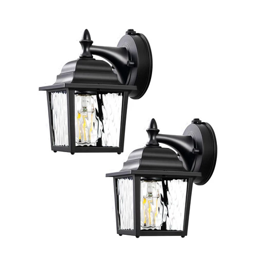 DEWENWILS 2 Pack Dusk to Dawn Outdoor Wall Light Fixture, Wall Lantern Porch Light with Glass Shade, Waterproof Outdoor Wall Sconce Lamp for Garage, Backyard (Classic)