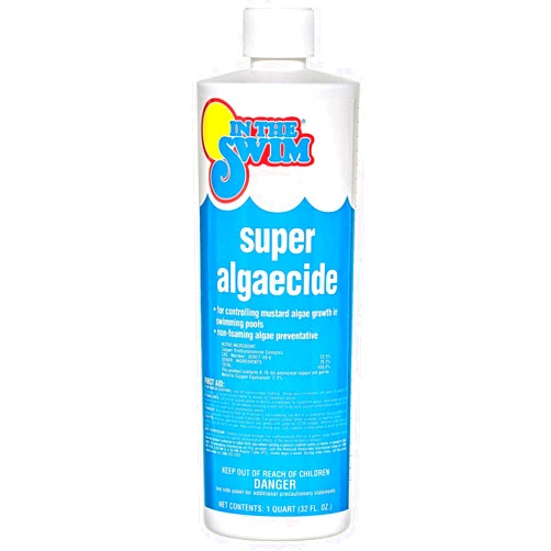 In The Swim Super Algaecide for Above Ground or Inground Swimming Pools – Low Odor, Non-Foaming Preventative for Yellow/Mustard Algae in Swimming Pools - 7.1% Chelated Copper – 1 Quart