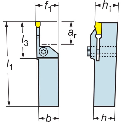 Sandvik Coromant LF151.23-2525-60M1 Steel T-Max Q-Cut Shank Tool for Parting and Grooving Holder, 0.18