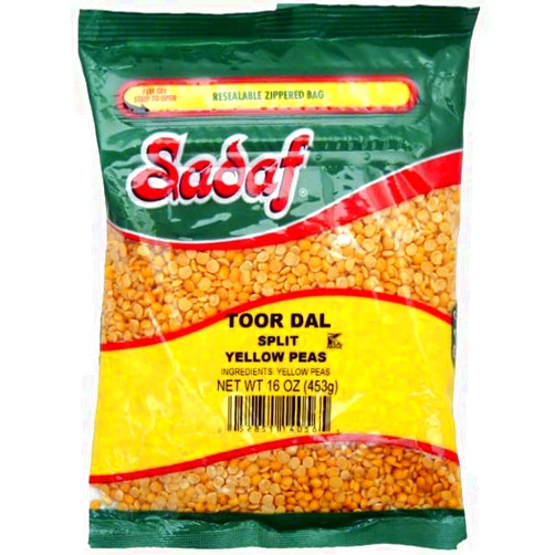 Sadaf Yellow Split Peas - Toor Dal - Yellow Split Peas for Cooking and Food Flavoring - Dried Yellow Split Peas - Kosher - 16 Oz Resealable Bag