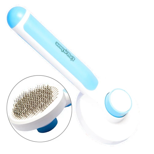 PetPurpose Self-Cleaning Pet Hair Brush for Dogs and Cats, Professional Grooming, Deshedding, and Detangling Tool, Gently Removes Tangles and Loose Topcoat Light Blue