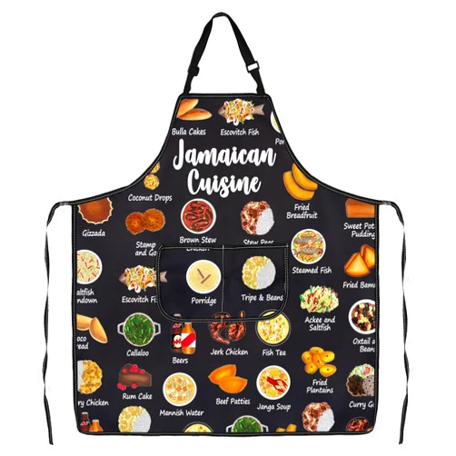 G2TUP Cooking Dishes Recipes Soup Apron With Pockets Jamaican Cuisine Kitchen Gift Cooking Baking Chef Gift