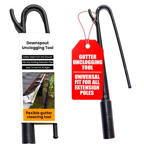 SPUTTER The Gutter Cleaning Tool Attachment – Cleans, Unclogs Gutters and Downspouts from Ground – Ladder Free Roof Leaf Remover – Flexible Clog Remover for Home Gutter Services – No Pole Included