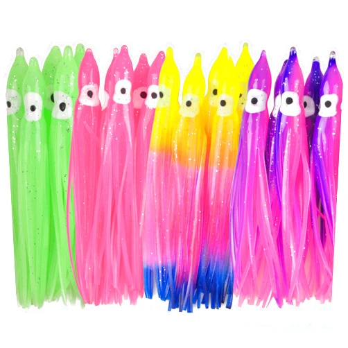 OROOTL Squid Skirts Octopus Skirts Saltwater Trolling Lures Soft Plastic Fishing Lures Glow Octopus Lures Squid Skirt Bait for Sea Bass Salmon Trout Tuna Multicolored 7cm 9cm 11cm