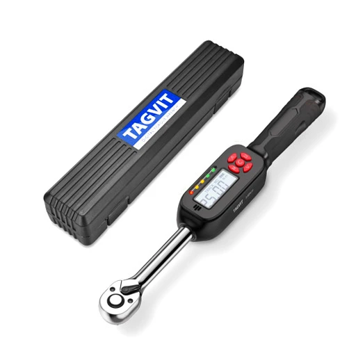TAGVIT Digital Torque Wrench 3/8 Inch Drive, 2.2-44.3 Ft.lb/3-60 Nm Electronic Bike Torque Wrench, ±2% Accuracy with Preset Value, Data Storage, Buzzer and LED Flash Notification for Bicycle Moto