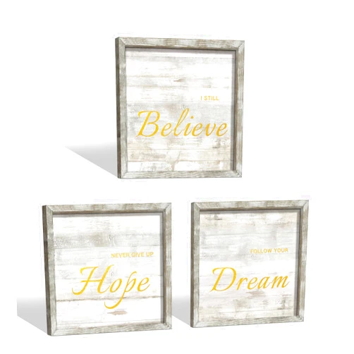SD SOFT DANCE Inspirational Wall Art Wood Decor: Motivational Quotes Framed Prints Rustic Positive Saying Picture Hope Believe Dream Artwork for Farmhouse Home Living Room Set of 3 (12’’ x 12’’)