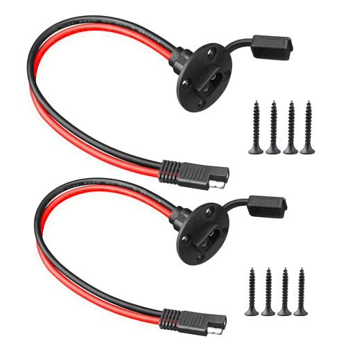 LeTaoXing 10AWG SAE Connector Power Socket Sidewall Port Weatherproof Quick Connector Solar Panel Flush Mount SAE Plug Adapter for Solar Generator Battery Charger 1Pair(with 8 Screws)