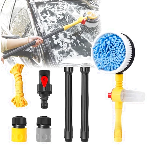 ROFALI Car Wash Spin Mop, 360° Rotating Car Wash Brush, Spin Car Wash Mop, High-Pressure Foam Car Cleaning Brush, Car Wash Brush, Car Cleaning Kit, for Car Home Cleaning & Garden Use