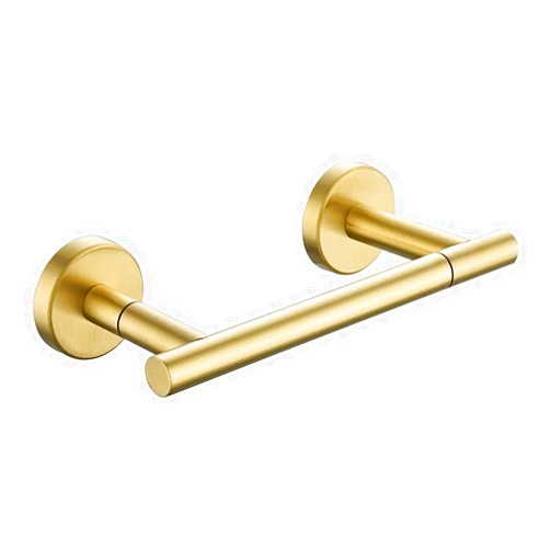 JQK Gold Toilet Paper Holder, Double Post Pivoting Tissue Holder Wall Mount, 304 Stainless Steel Hold Mega Rolls, TPH150-BG