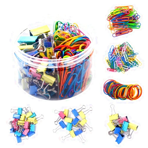 MONODY Assorted Paper Clips Mini Small Medium Jumbo Binder Clips Paper Clamps and Rubber Bands for Office