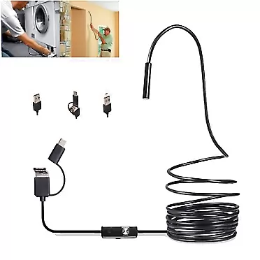FTBOL 3 in 1 USB Endoscope Type C Borescope 7mm Inspection Snake Camera,Endoscope Camera with Light,HD Waterproof IP67 with 6 Adjustabl LEDs,for Life and Work Inspection Repair (3.5M)