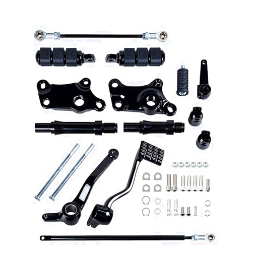 Astra Depot USA Compatible with Harley Sportster XL 883 1200 Forward Controls Pegs Levers Linkage Kit (1991-2003, Black)