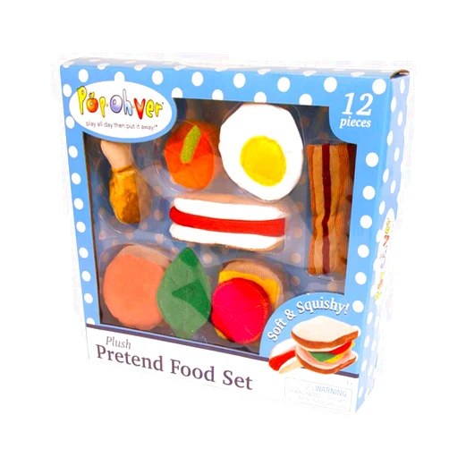 POPOHVER 12 Piece Plush Breakfast & Lunch Foods Kitchen Play Set - Comes with Realistic Looking Foods -Pretend Play for Kids