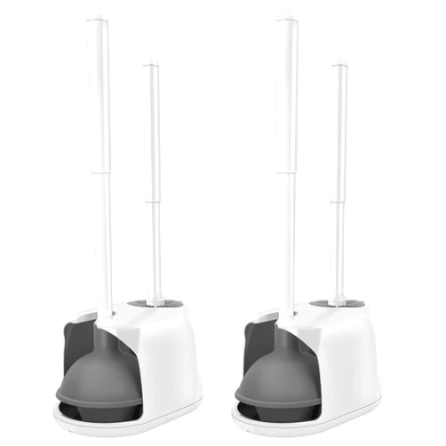 SetSail Toilet Brush and Plunger Set, 2 Packs Toilet Plungers for Bathroom Heavy Duty Toilet Bowl Brush and Holder Hidden Toilet Plunger and Brush Set for Deeply Cleaning - White