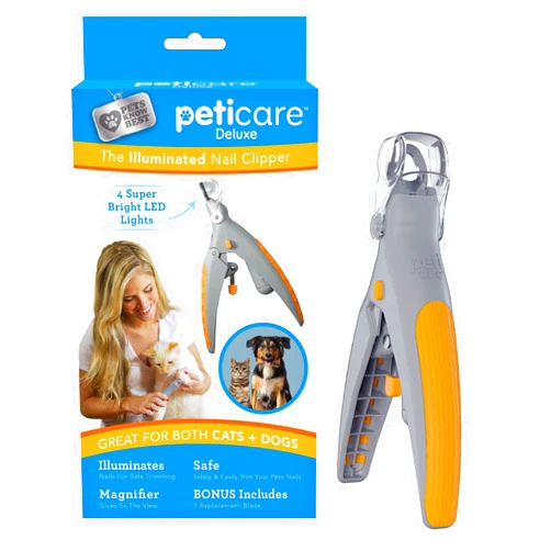 Allstar Innovations PetiCare LED Light Pet Nail Clipper- Great for Trimming Cats & Dogs Nails & Claws, 5X Magnification That Doubles as a Nail Trapper, Quick-Clip, Steel Blades