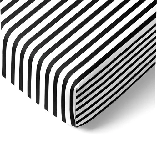 Bacati - Black/White Pin Stripes Crib Fitted Sheet