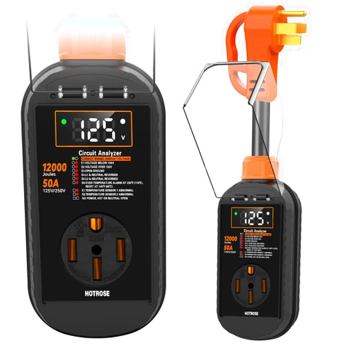 Hotrose RV Surge Protector 50 Amp with High/Low Voltage Protection, 12000 Joules 50 Amp RV Surge Protector Waterproof, Smart RV Circuit Analyzer w/LED Display, RV Adapter Plug for RV Camper