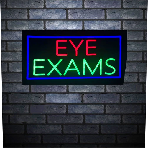 Sparrkirrt Eye Exams Neon Sign for Business, LED Neon Sign for Eye Care Center Neon Light Sign for Optometrist Shop Store Window Décor 12V Power Supply. 19” x 9.5”