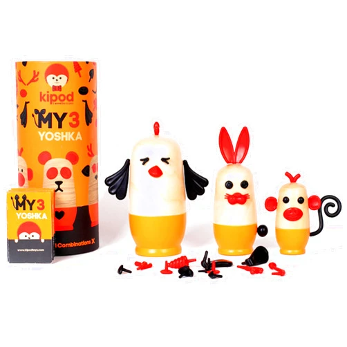 kipod- My 3 Yoshka Animals- Wooden Nesting Animal Craft Kit- Assemble & Decorate Matryoshka Style Toys- Creative Craft Set for Ages 3+- Montessori Inspired Activity