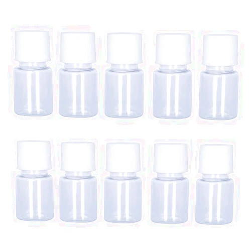 Duehut 10PCS 5ml Plastic Bottles Lab Cylindrical Chemical Reagent Bottle Lab Wide Mouth Small Plastic Water Bottles Reagent Bottle Liquid Bottle Solid Powder Bottle for Food Store White