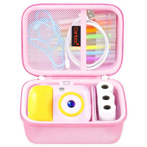 Canboc Camera Case Compatible with stinaolt/YEEHAO Camera Instant Camera, Digital Camera Instant Print Bag fit Print Paper, Colorful Pen, USB Cable, Pink (Case Only)