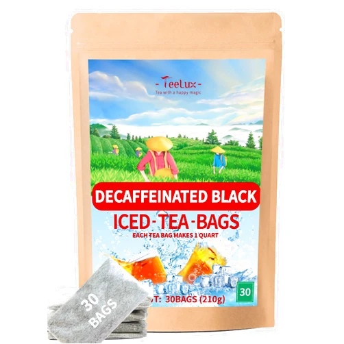 TeeLux Decaf Black Iced Tea, Decaffeinated Black Tea Bags, Family Size, Smooth & Refreshing Taste, Unsweetened Iced Tea 30 Count