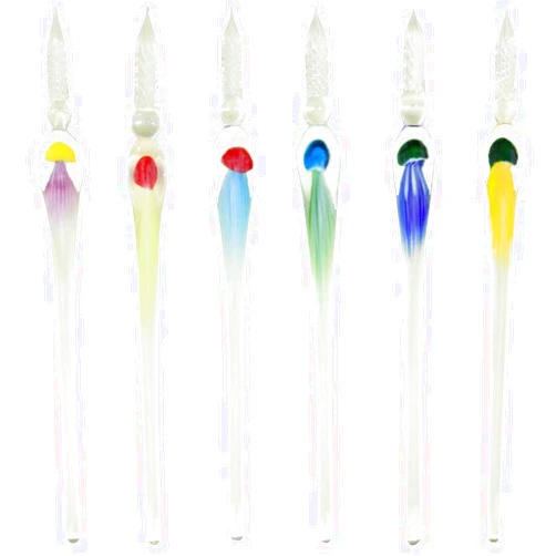 Gullor 6 Pieces Jellyfish Handmade Glass Dip Pen Crystal Glass Signature Pen Calligraphy Glass Pen