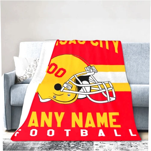 Rgubvui Custom Football Blankets City Blankets Personalized Fleece Throw Blankets Number Name for Fans Gifts