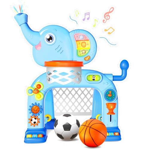 SpringFlower Toddler Basketball Hoop & Soccer Goal Activity Center Toys with Light & Music,Elephant Toddlers Musical Toys Gift, Baby & Toddlers Christmas Birthday Gift for 1 2 3 Year Old Boys & Girls