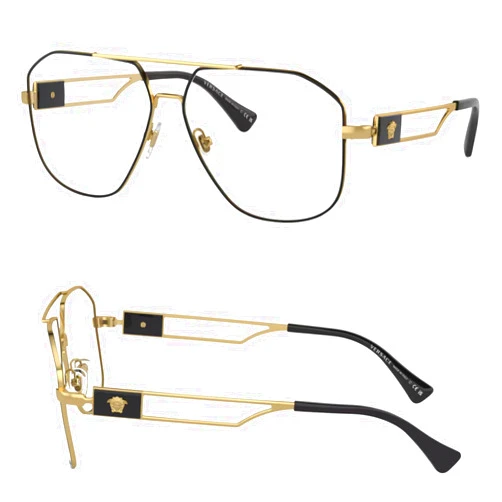 Versace VE1287 Medusa PILOT Shape Eyeglasses Frame with eSHADES Luxury Eyewear kit Bundle