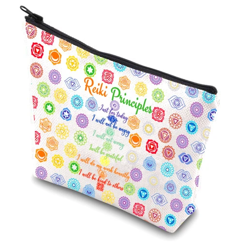 G2TUP Reiki Master Yoga Teacher Makeup Bag Just for Today Inspirational Spiritual Gifts Reiki Chakra Healing Zipper (Re Principles New)