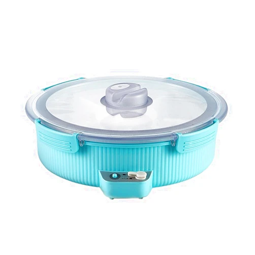 Honboom 11 inch Vacuum Divided Snack Serving Tray with Lid, Portable Snackle Container Platter for Vacuum Storage for Nuts, Dried Fruit, Snacks with 5 Removable Dishes (Blue)