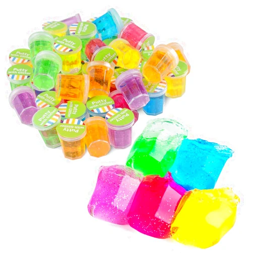 Kicko 96 Pack Mini Putty with Glitter - Sparkling Stretchy Elastic Putty Supply - Handy Slime for Child and Toddler - Goodies Party Prizes, Toys Assortments - Thoughtful Gift for Hours of Creative Fun