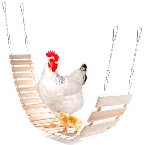 KATUMO Chicken Swing Chicken Perch Chicken Ladder for Coop Natural Wood Chicken Toy Chicken Coop Accessory Bird Swing for Chickens, Birds, Parrots, Total Length 112cm/44.09''