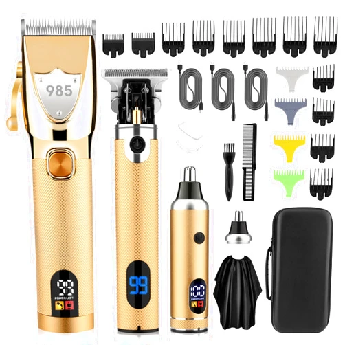 Saoilli Professional Hair Clippers Hair Trimmer for Men,Beard Trimmer Nose Hair Trimmer Set,Cordless Electric shavers Razor for Men,Barber Clippers T-Blade Trimmer Haircutting Grooming Kit