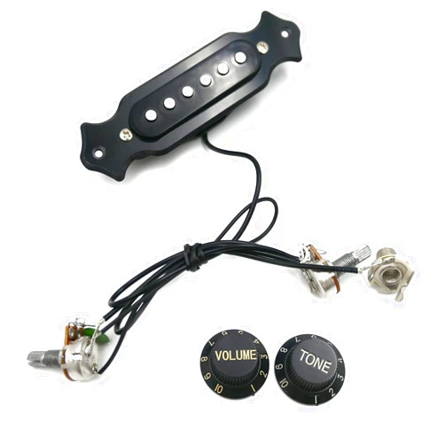 Micovay Prewired 6-String Guitar Pickup Wiring Harness Single Coil Magnetic with Volume & Tone Knobs Pots for Electric Cigar Box Guitar Ukulele Mandolin
