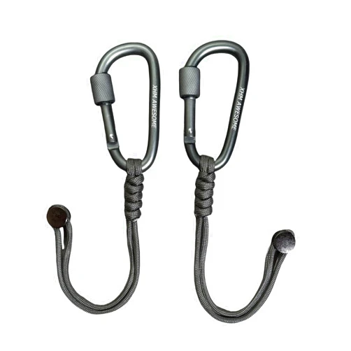 XHM Awesome Multifunctional Paracord Braided Keychain with Locking Carabiner, Tools & Bottle Hanger, Camping, Hiking, 2-Pack