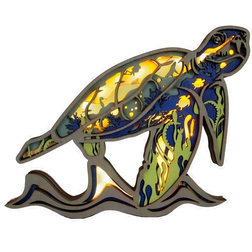 Tivisiy 3D Wooden Animal Carving LED Night Light, Wood Carving Light, Modern Home Decoration, Decorative Living Rooms, Bedrooms, Offices, Farmhouses, Bookshelves, Perfect Gifts