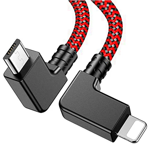 Wondrux Compatible 1FT 90 Degree Micro USB to iOS OTG Data Cable Right Angle Phone Tablet Connector Cord DJI Spark, Mavic Pro, Platinum, Air, 2 Pro, Zoom Remote Controller Accessories (1Pack)