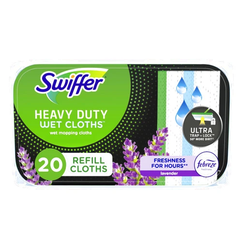 Swiffer Sweeper Heavy Duty Wet Mopping Cloths Multi Surface Refills, Lavender Scent, 20 count