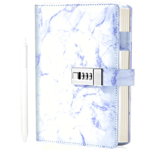 CAGIE Diary with Lock for Girls and Women, A5 Journal with Lock for 8 10 11 12 14 16 Year Old Girls Gifts Presents, 192 Pages Waterproof Journal for Girls Ages 8-12 with Pen Marble Diary, Purple