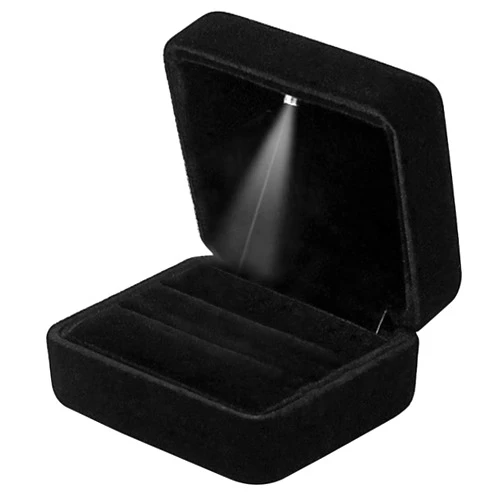 GBYAN Wedding Ring Box for Ceremony Velvet Couple Ring Box with LED Light Double Slot Jewelry Box for Engagement