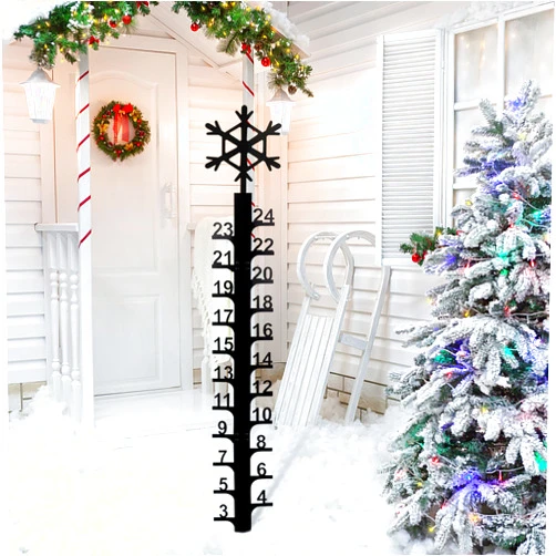 ZERUIDM Iron Art Snow Gauge Outdoor, 24 Inch Metal Snowflake Snow Measuring Stick, Winter Snowfall Snow Depth Measure Ruler Rod for Yard,Garden, Lawn Christmas Decoration Gift