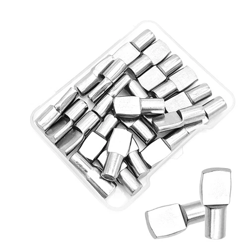 Cerpourt 22 Pcs Shelf Pins Pegs,1/4 Inch Diameter Spoon Shape Nickel Plated Shelf Support Pegs,Bookshelf Pegs for Shelves,Cabinet Shelf Bracket Pegs Shelf Pins Holders for Kitchen Furniture & Closet (Silver)
