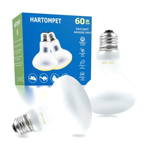 HARTOMPET 60W E26 Reptile Heat Lamp Bulbs, UVA Basking Spot Light for Bearded Dragon, Lizard, Tortoise, Chicks, Other Reptiles & Amphibians - Simulated Natural Sunlight Terrarium Heat Lamps | 2 Pack