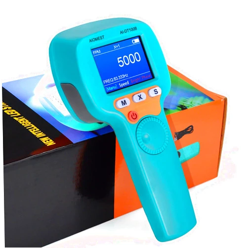 AIOMEST Digital LED Stroboscope High Illuminance 1500LUX Measuring 60~999,999 RPM/Hz,Non-Contact Tachometer Adjustable Strobe Light Timing Speedometer Rechargeable for HVAC Motor Engine Speed Tester